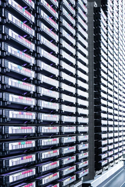 Data Storage Tapes Hoge Stacks Internet Cloud Concept — Stockfoto