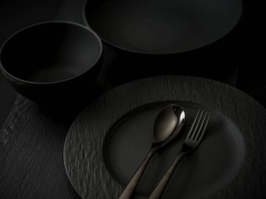 Mutfak masası siyah gıda konsepti