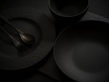 Mutfak masası siyah gıda konsepti