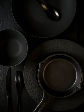 Mutfak masası siyah gıda konsepti