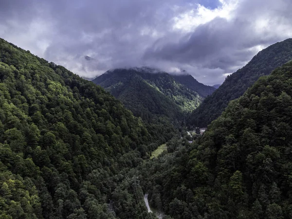 Nuages Sur Une Forêt Montagne — Photo