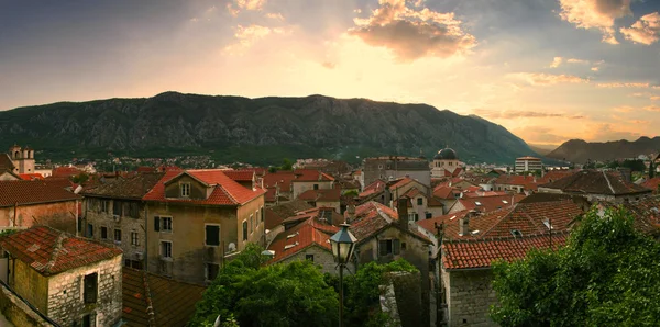 Roofs of Kotor in the sunset — Stock Photo, Image