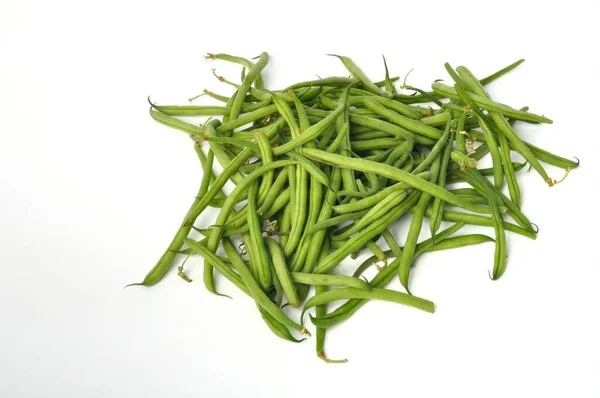 Haricots Verts Sur Fond Blanc — Photo