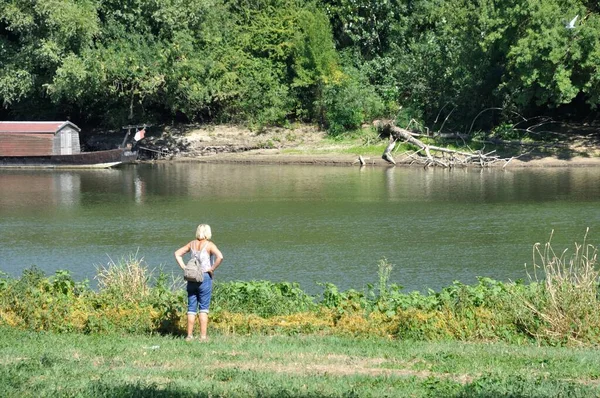 Bouchemaine Frankrijk August 2015 Vrouw Zoek Naar Loire — Stockfoto