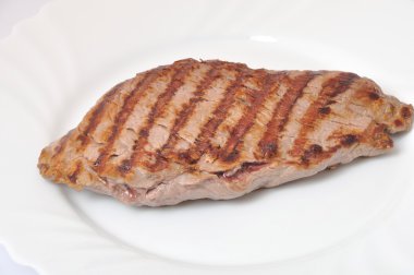 Grilled beef steak on plate clipart
