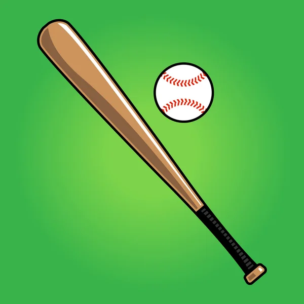 Bate de béisbol & Béisbol — Vector de stock