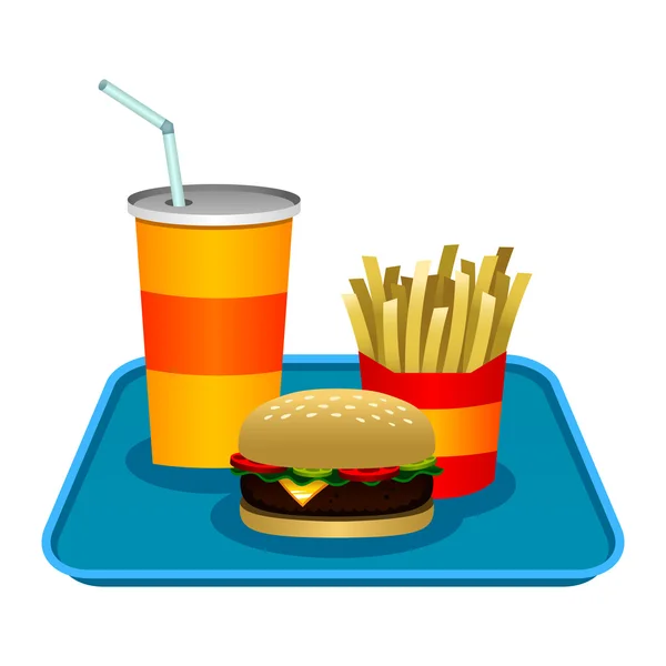 Burger fast food pasto cartone animato vettoriale illustrazione — Vettoriale Stock