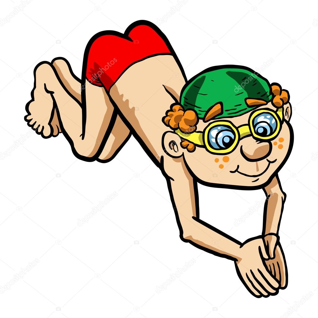 Diver kid cartoon vector — Stock Vector © briangoff 100365654