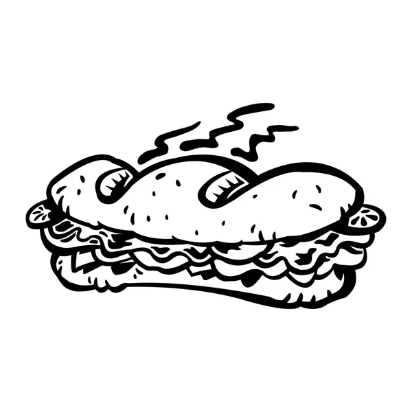 U-Boot-Sandwich-Zeichentrickvektorillustration — Stockvektor
