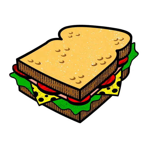 Sandwich-Cartoon-Vektor-Beleuchtung — Stockvektor