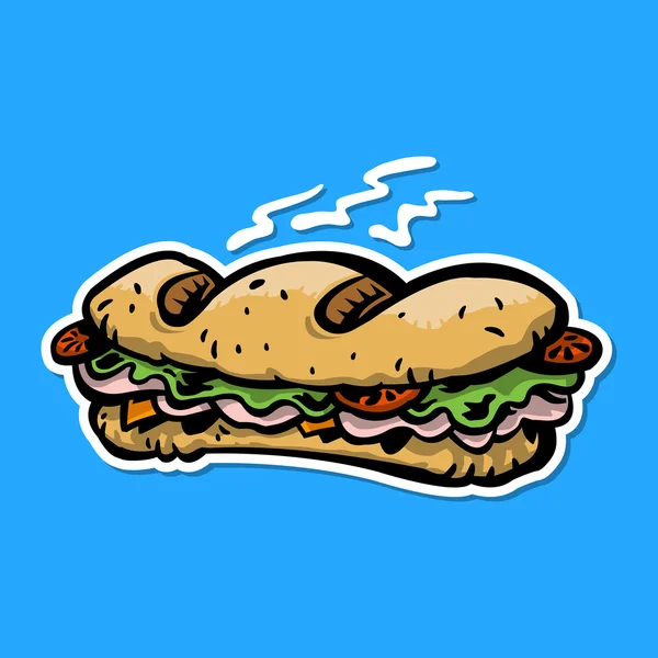 Submarine sandwich cartoon vector illlustration - Stok Vektor