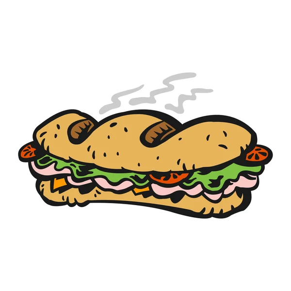 Illustration vectorielle de dessin animé sandwich sous-marin — Image vectorielle
