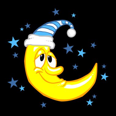 Çizgi film vektör çizim gülümseyen ay