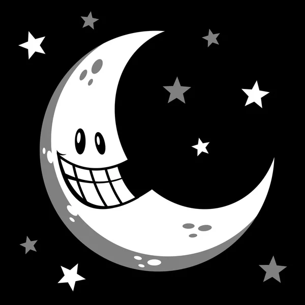 Uśmiechający się wektor ilustracja kreskówka księżyc — Wektor stockowy