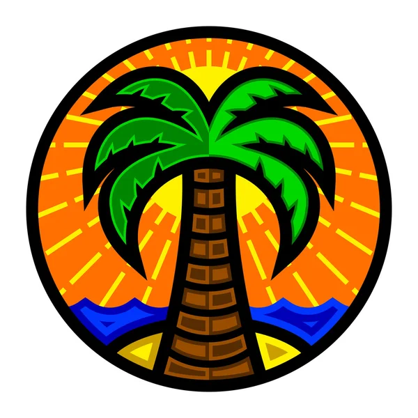 Tropical Palm Tree Vector Icon — Stock Vector