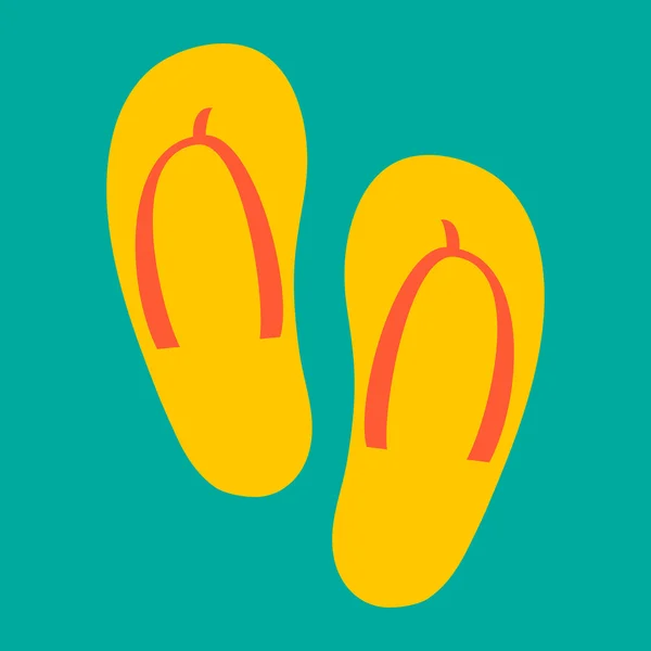 Flip Flops Summer Beach Slippers Shoes Vector Icon — Stock Vector