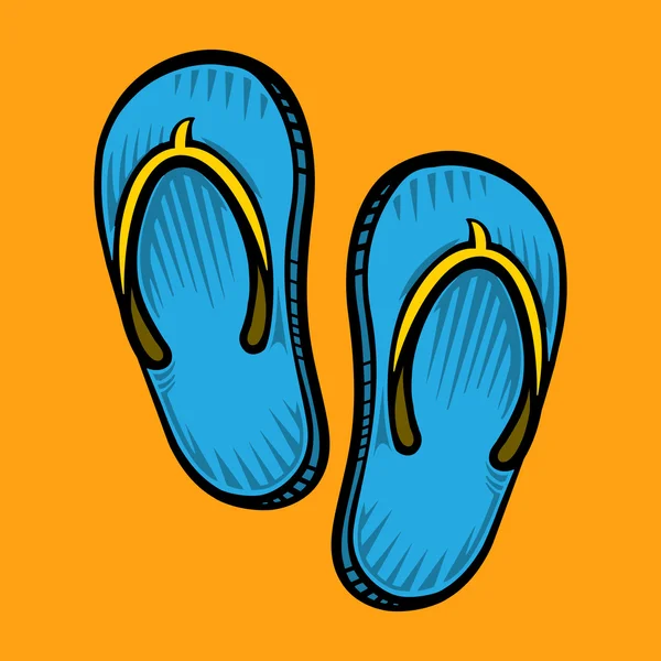 Flip Flops Summer Beach Slippers Shoes Vector Icon — Stock Vector