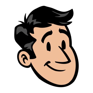 Adam baş gülümseyen vektör çizim karikatür