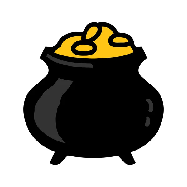 Lucky Magic Pot del icono del vector de oro — Archivo Imágenes Vectoriales