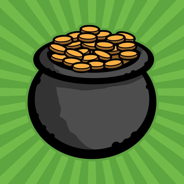 Gelukkige Magic Pot of Gold vector-pictogram — Stockvector