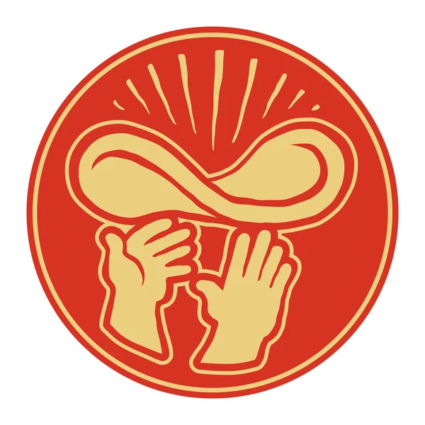 Hände werfen Pizzateig in die Luft — Stockvektor