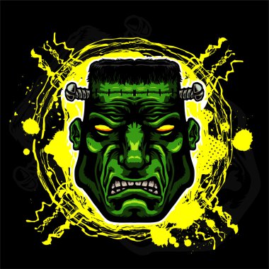 Frankenstein Halloween canavar karakter vektör simgesi