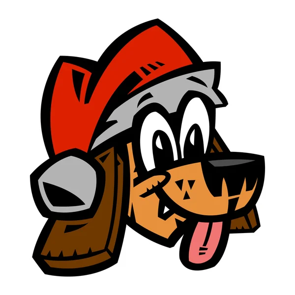 Çizgi film köpek Noel Baba şapkası Noel — Stok Vektör