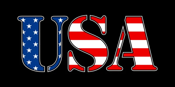 Egyesült Államok Usa szöveg csillagok és csíkok zászló 4 július vektorgrafikus Stock Illusztrációk