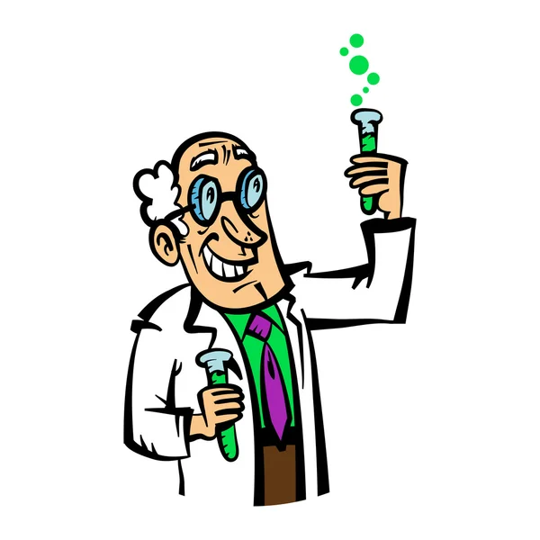 Scientist Test Tube Vector Cartoon — Stock Vector