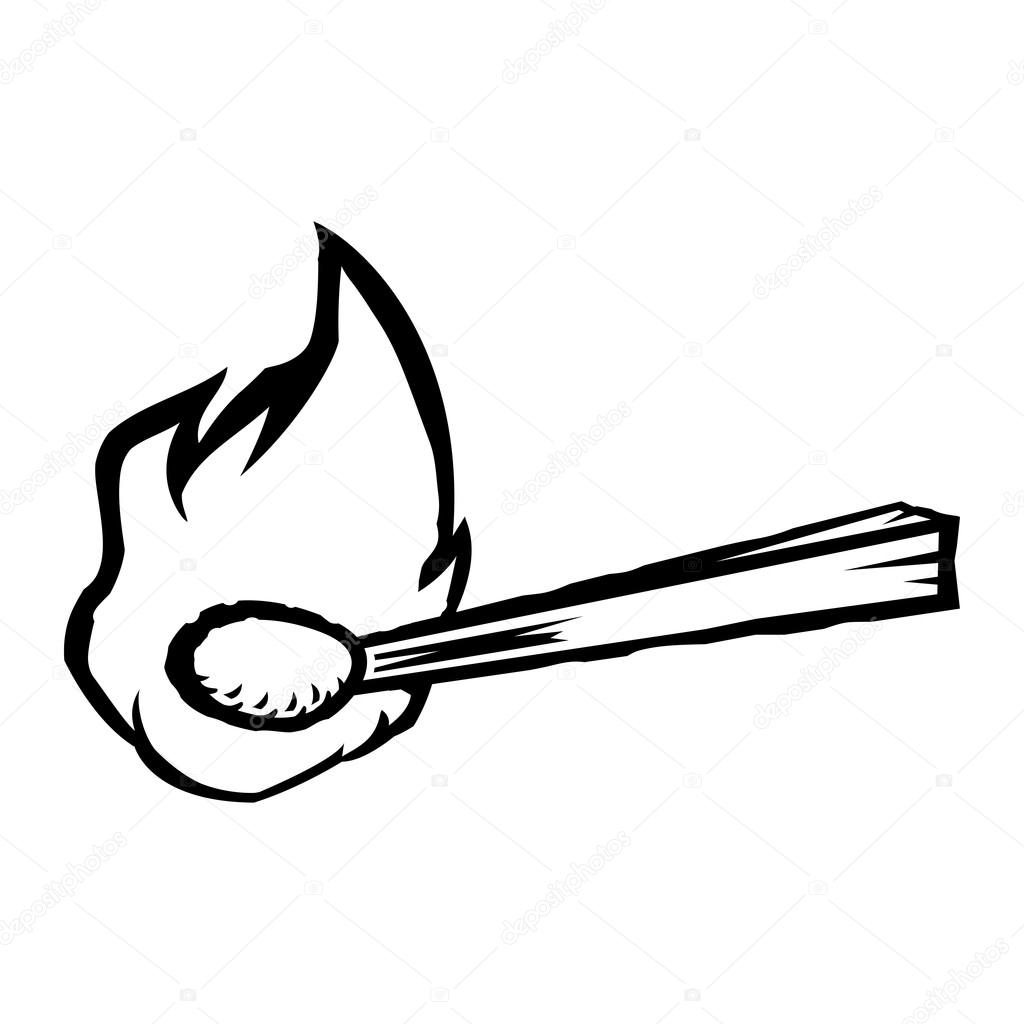 Wooden Match Fire Flame vector icon