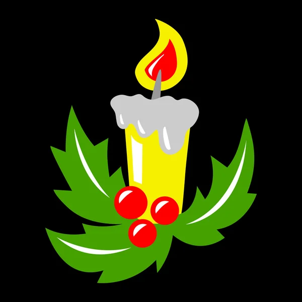 Christmas Candle Mistletoe vector icon