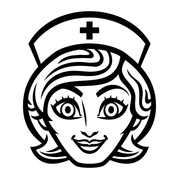 看護師笑みを浮かべて女性漫画病院医療ベクトル アイコン — ストックベクタ