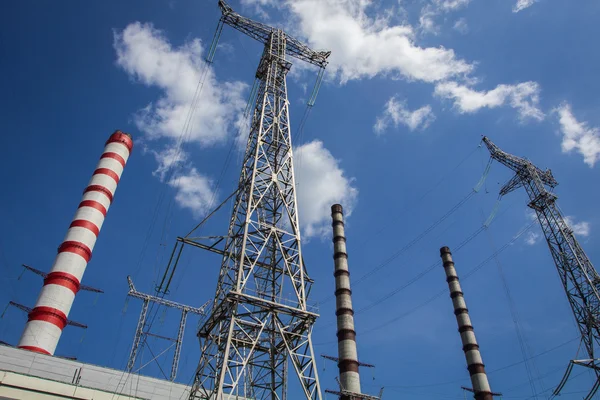 Pipes and power line — Stock Photo, Image