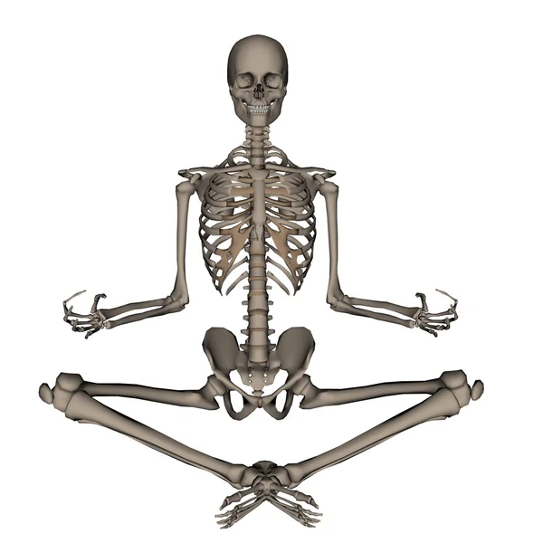 Människans skelett meditation - 3d render — Stockfoto