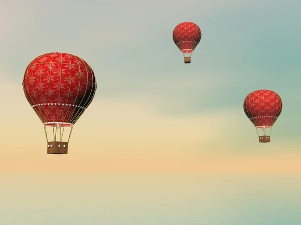 Globos de aire caliente vintage - 3D render —  Fotos de Stock