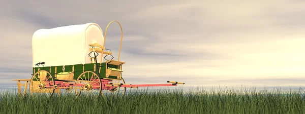 Chuckwagon przez zachód - 3d render — Zdjęcie stockowe