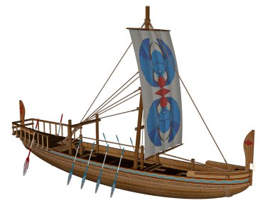 Antik Mısır kanal tekne - 3d render