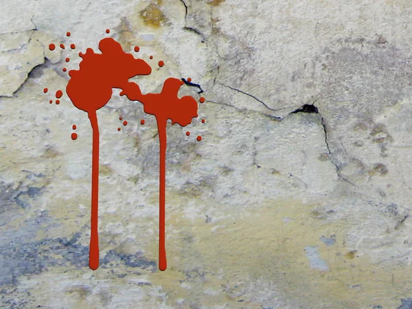 Krev stříkající na temné grunge zeď - 3d vykreslení — Stock fotografie