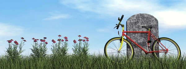 骑自行车的人墓碑-3d 渲染 — 图库照片