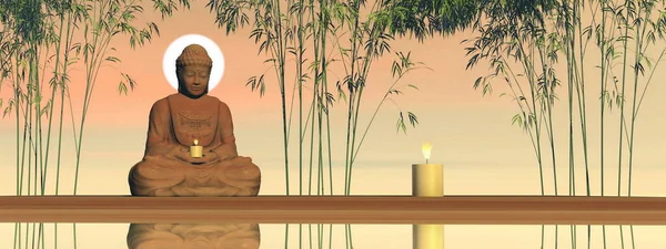 Fredlig buddha meditera - 3D render — Stockfoto