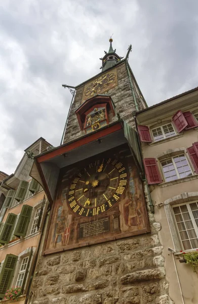 Astronomical Clock Marktplaz Old Town Solothurn Day Switzerland — Stock Photo, Image