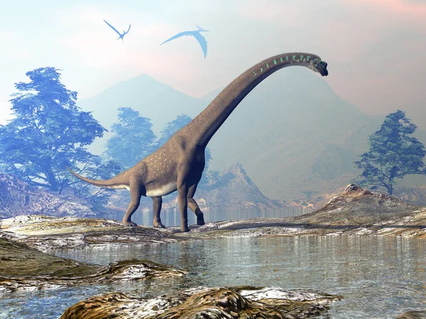 Dinosauro giraffatitano - rendering 3D — Foto Stock