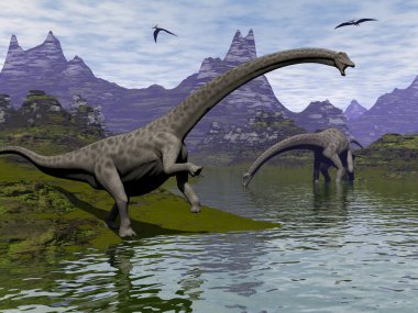 Diplodocus dinozorları - 3D görüntüleme