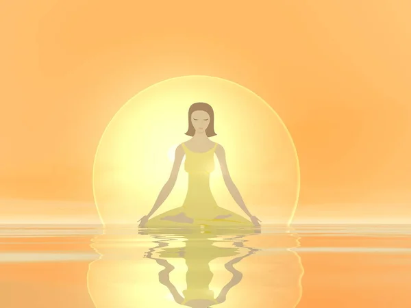 Vrouw meditatie - 3D renderen — Stockfoto