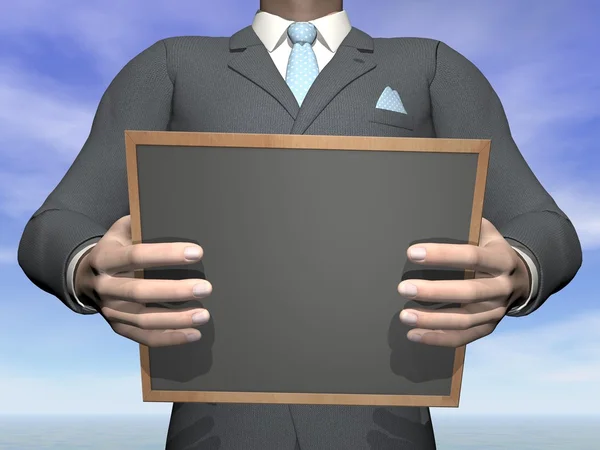 Businessman holding blackboard - 3D render — Stock Photo, Image