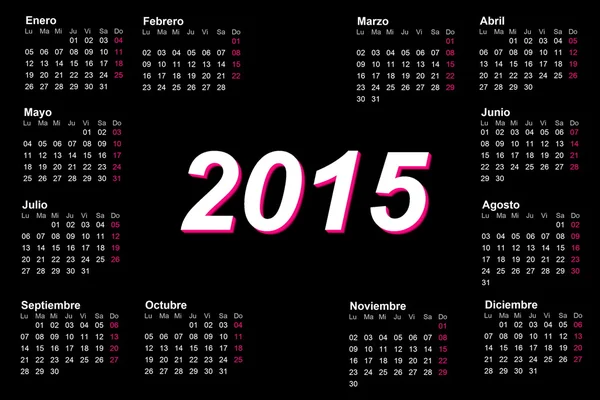 Europeiska spanska 2015 års kalender — Stockfoto