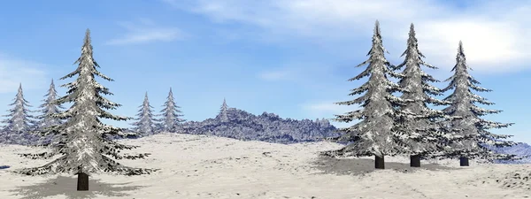 Berg im Winter - 3D-Renderer — Stockfoto