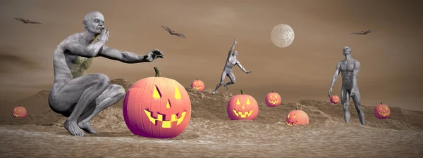 Halloween scéně - 3d vykreslení — Stock fotografie