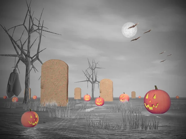 Halloween táj - 3d render — Stock Fotó