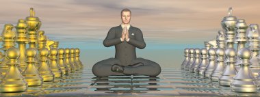 işadamı meditasyon strateji - 3d render
